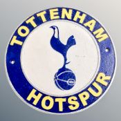 A cast iron wall plaque, Tottenham Hotspur club crest.