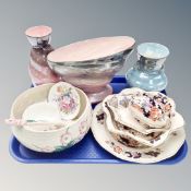 A tray containing assorted ceramics including Maling, Aynsley, Masons etc.