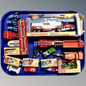 A tray containing a quantity of 20th century matchbox die cast vehicles including Matchbox New 31