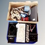 A tray containing a quantity of costume jewellery.
