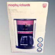 A Morphy Richards Accents digital coffee maker, boxed.