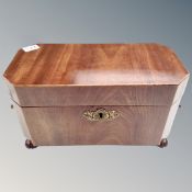 A 19th century mahogany fitted jewellery box with brass drop handles.