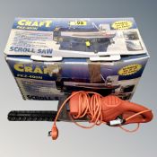 A Black & Decker 380W electric hedge trimmer together with a Powercraft PKZ-400N scroll saw in box