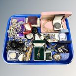 A quantity of antique and later jewellery including a Georgian pinchbeck memorial brooch (a/f),