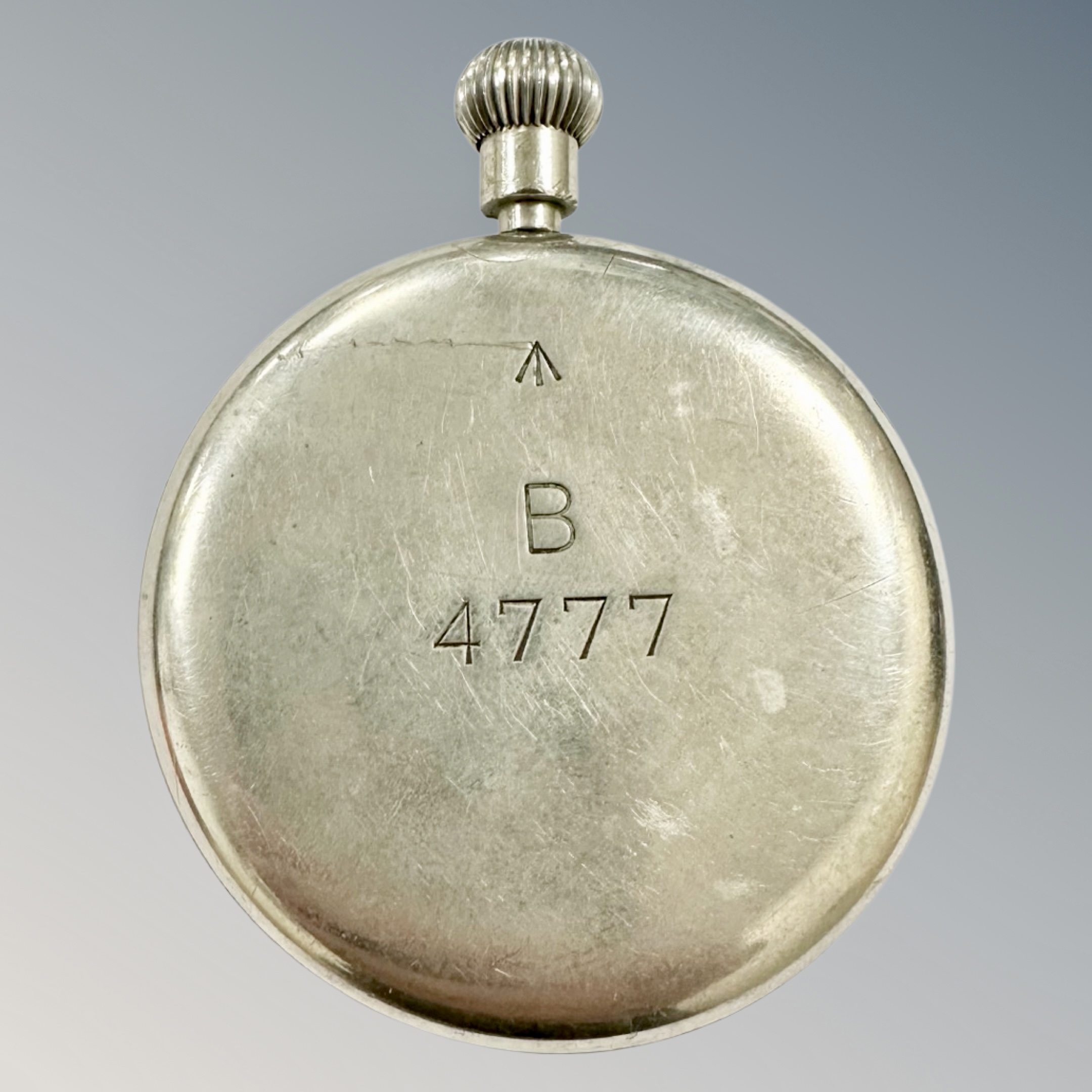 A Rolex open face military pocket watch, reverse with War Department brown arrow stamp above B 4777, - Image 2 of 2