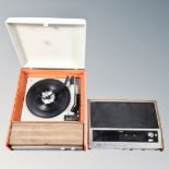 A 20th century Fidelity HF 43 electric table top record player together with a Hitachi 8 track
