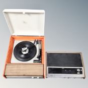 A 20th century Fidelity HF 43 electric table top record player together with a Hitachi 8 track