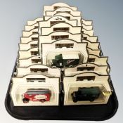 A tray containing 25 Lledo, Days Gone model die cast vehicles, boxed.
