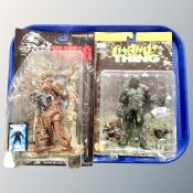 A DC Comics Vertigo Swamp Thing action figure together with a further McFarlane Toys The Thing