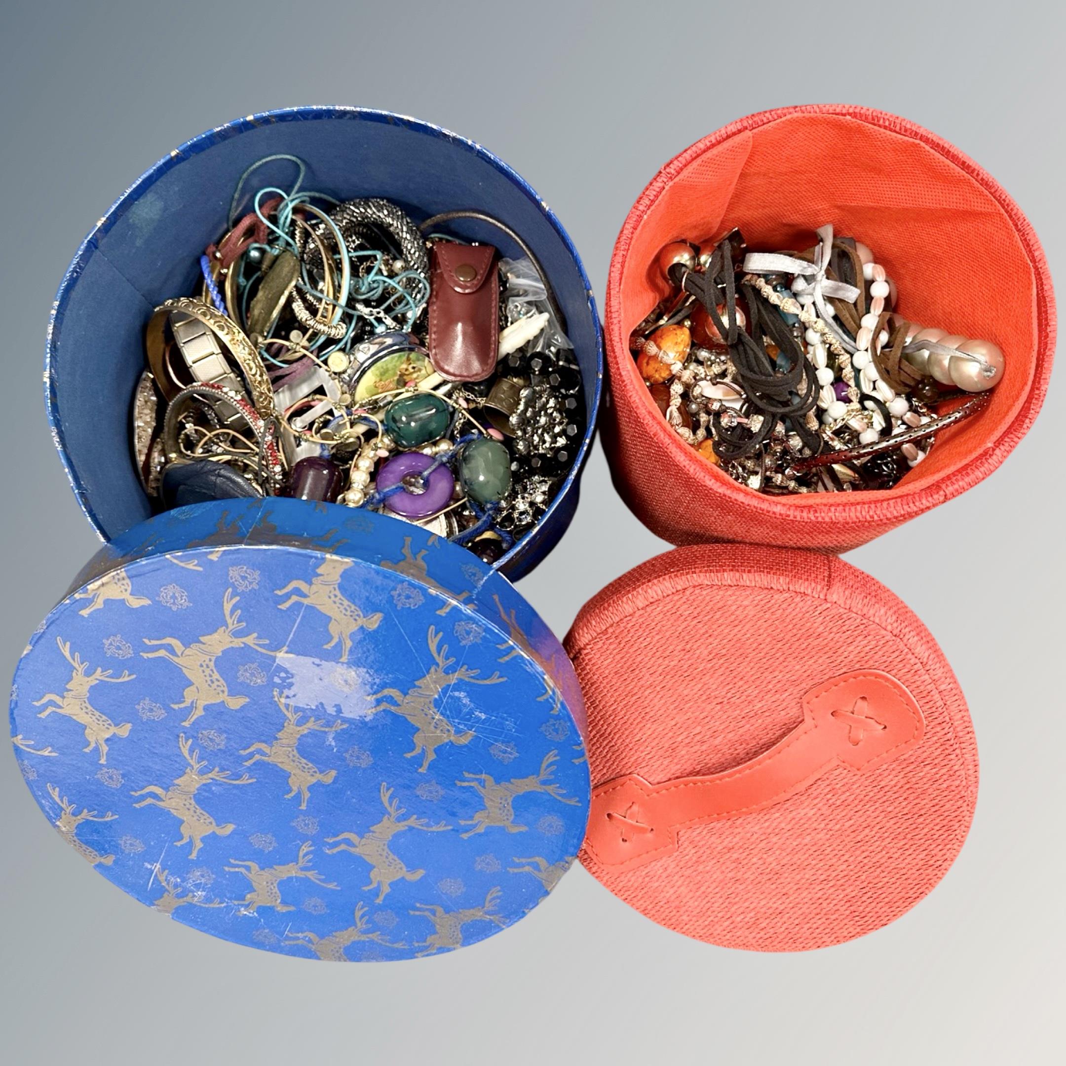 Two boxes of mixed costume jewellery