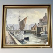 Danish school : boats on a canal, oil on canvas,