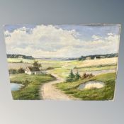 Danish school : farm land, oil on canvas,