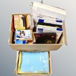 Two boxes containing a quantity of photographic paper, photographic sheets, CDRs, file dividers,