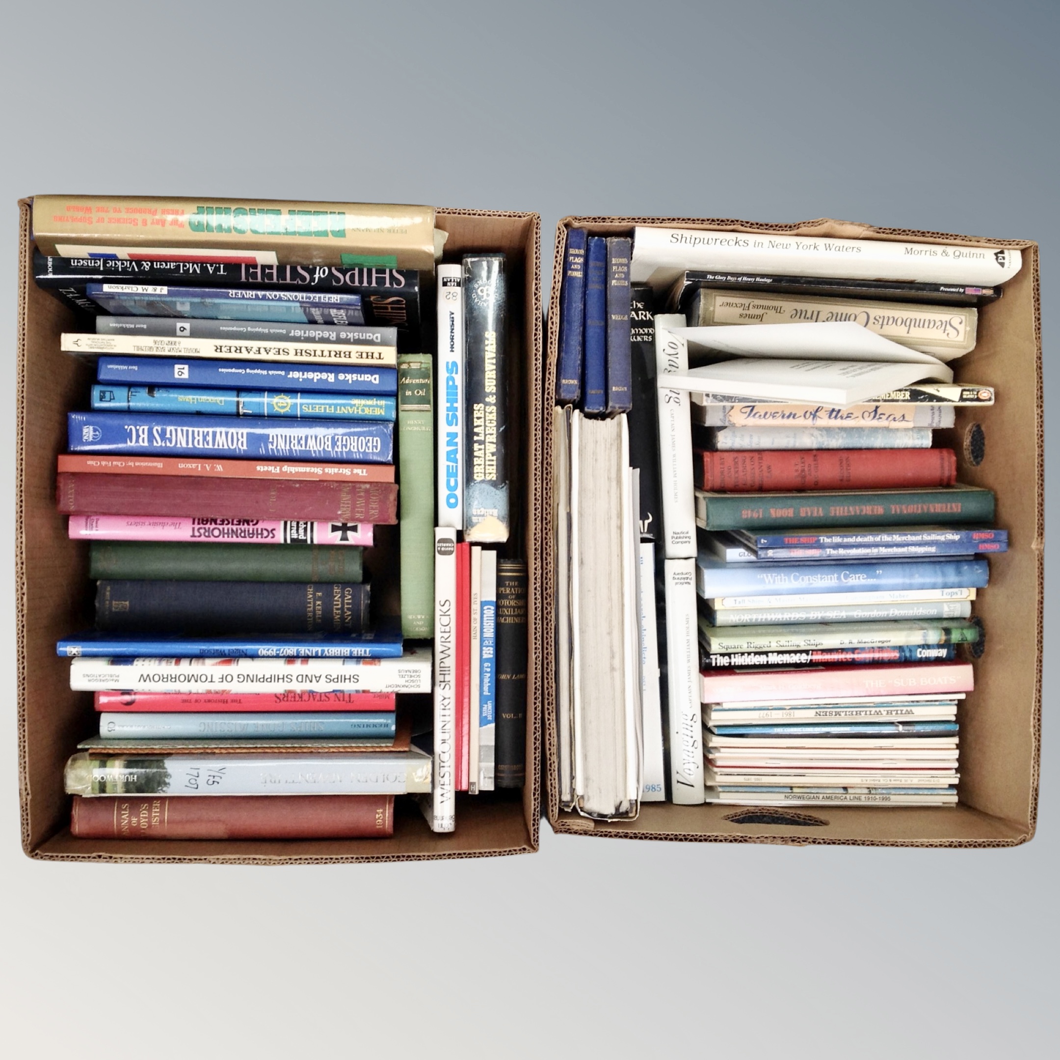 Two boxes of maritime books