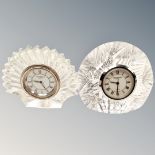 Two Waterford crystal timepieces.