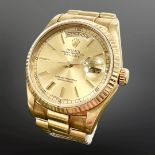 Rolex : A fine gent's 18ct yellow gold Oyster Perpetual Day-Date automatic calendar centre-seconds