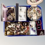 A tray containing jewellery boxes together with a large quantity of costume jewellery,