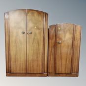 A 1930's walnut three piece bedroom suite