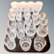 A tray of crystal drinking glasses