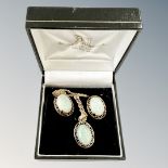 A 9ct gold jade pendant and earrings set CONDITION REPORT: Gross weight 8.