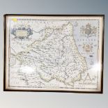 A map of Northumberland in a Hogarth frame,