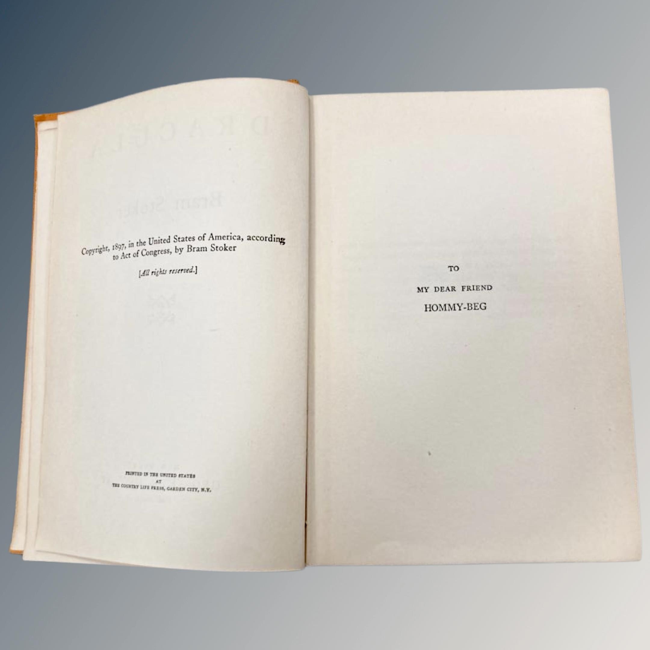 Bram Stoker : Dracula, copyright page states 1897 but this is an American reprint, - Image 3 of 3