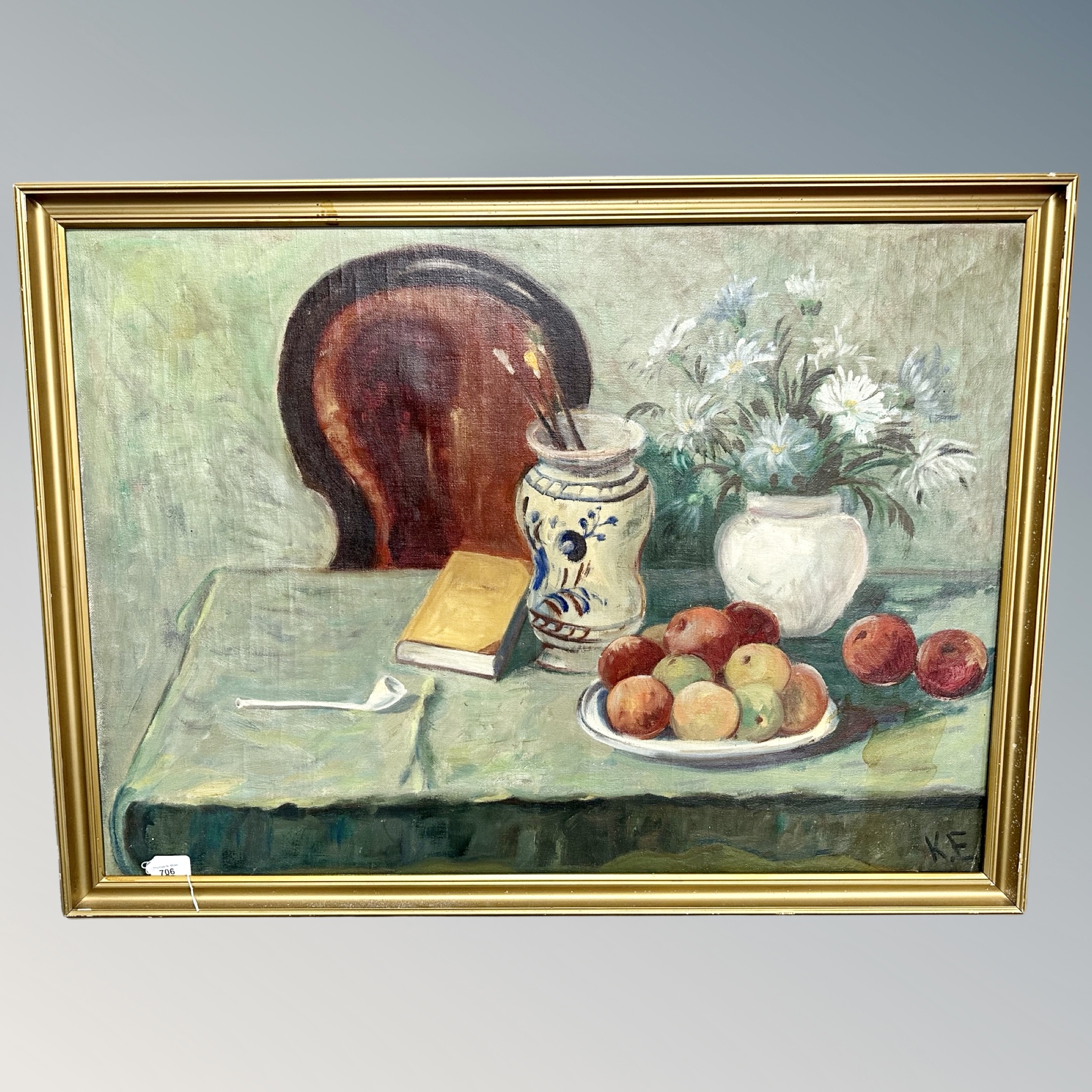 Danish school : still life with fruit, oil on canvas,