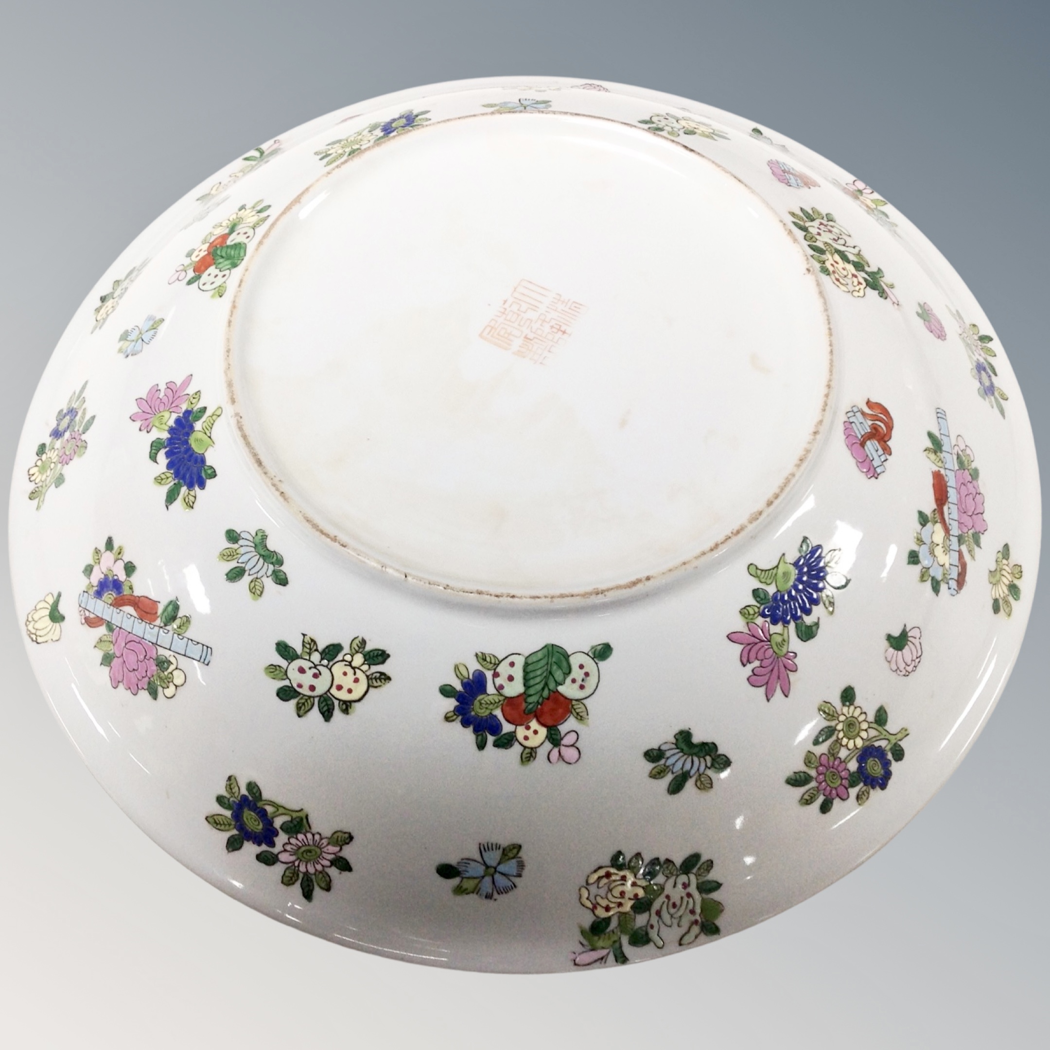 A 20th century Cantonese famille rose shallow dish, diameter 41 cm. - Image 2 of 2