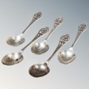 A set of five Birmingham silver teaspoons