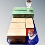 A set of eight Royal Doulton crystal by Webb Corbett glasses (four boxes),