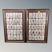 A set of Player's cigarette cards depicting soldiers in two frames.