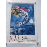 Marc Chagall - Nice Soleil Fleurs Mourlot travel poster.