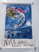 Marc Chagall - Nice Soleil Fleurs Mourlot travel poster.