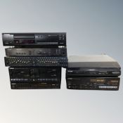 Seven assorted hifi separates by Pioneer and Maplin
