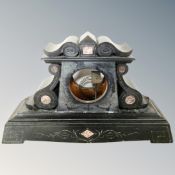A 19th century black slate mantel clock case
