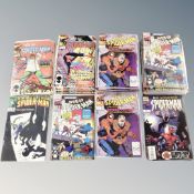 A tray of Marvel Comics, Web of Spider-Man, Peter Parker the Spectacular Spider-Man.