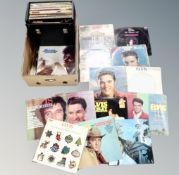 A box of vinyl LP's, Michael Jackson, ELO, Elvis Presley,