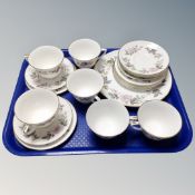 Nineteen pieces of Royal Worcester June Garland bone tea china