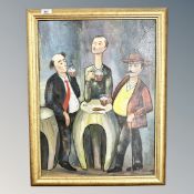 Contemporary school : figures in a bar, oil on canvas,