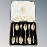 A cased set of six silver teaspoons, Sheffield marks. CONDITION REPORT: 41.9g.