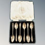 A cased set of six silver teaspoons, Sheffield marks. CONDITION REPORT: 41.9g.
