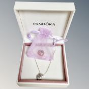 A Pandora silver necklace in bag,