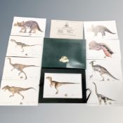 A Jurassic Park nine piece colour lithographic print set,