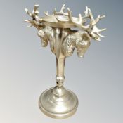 A silver plated Stag's head jewellery holder