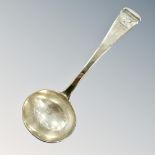 A Georgian silver ladle, London marks, length 17.5cm. CONDITION REPORT: 83.7g.