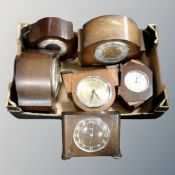 A box of six 20th century mantel clocks (Af)