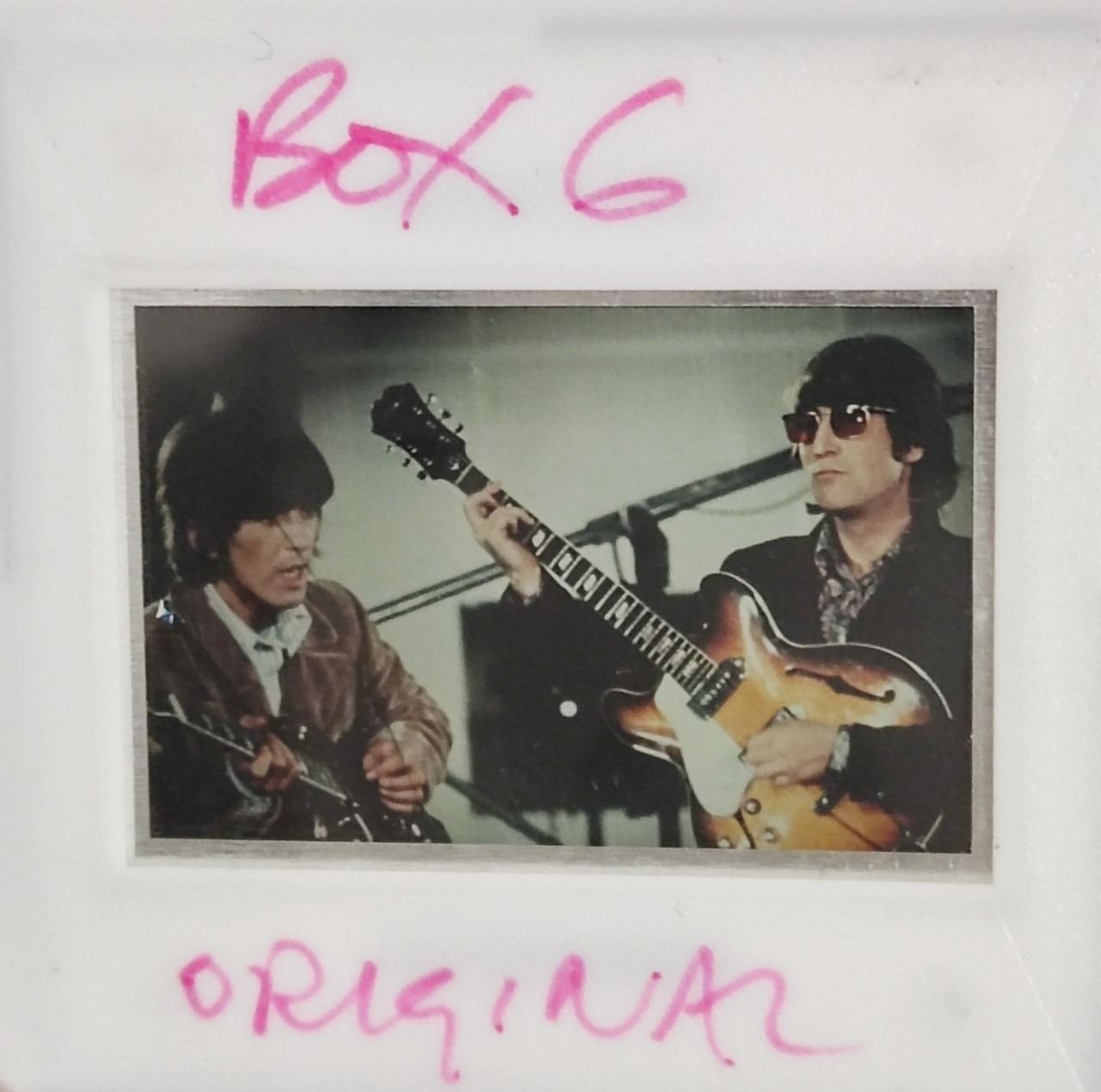 Vintage 35mm Bob Whitaker negative of Beatles John Lennon and George Harrison. - Image 2 of 2