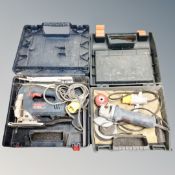 A Bosch Professional jigsaw together with a Bosch angle grinder, both parts cased 110v.