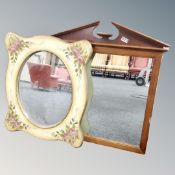 A contemporary painted framed mirror together with a further mirror