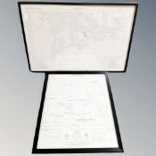 Two framed Ordnance Survey maps